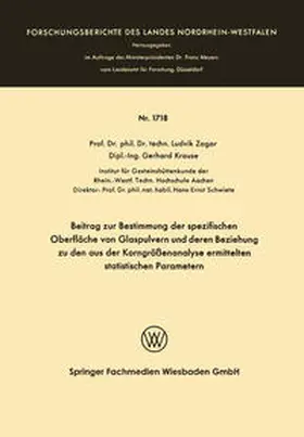 Zagar |  Beitrag zur Bestimmung der spezifischen Oberfläche von Glaspulvern und deren Beziehung zu den aus der Korngrößenanalyse ermittelten statistischen Parametern | eBook | Sack Fachmedien