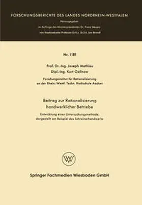 Mathieu | Beitrag zur Rationalisierung handwerklicher Betriebe | E-Book | sack.de