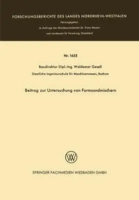 Gesell |  Beitrag zur Untersuchung von Formsandmischern | eBook | Sack Fachmedien