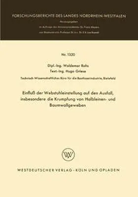 Rohs |  Einfluß der Webstuhleinstellung auf den Ausfall, insbesondere die Krumpfung von Halbleinen- und Baumwollgeweben | eBook | Sack Fachmedien