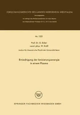 Ecker | Erniedrigung der Ionisierungsenergie in einem Plasma | E-Book | www.sack.de