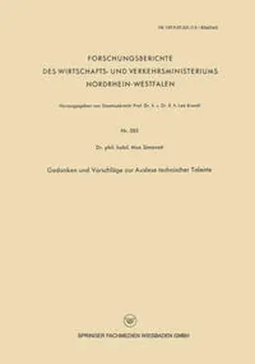 Simoneit | Gedanken und Vorschläge zur Auslese technischer Talente | E-Book | sack.de