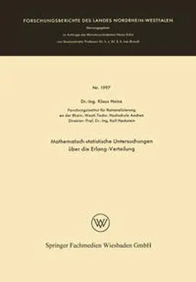 Heinz | Mathematisch-statistische Untersuchungen über die Erlang-Verteilung | E-Book | sack.de