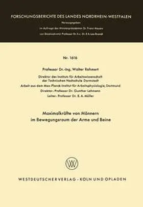 Rohmert | Maximalkräfte von Männern im Bewegungsraum der Arme und Beine | E-Book | www.sack.de