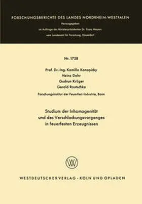 Konopicky |  Studium der Inhomogenität und des Verschlackungsvorganges in feuerfesten Erzeugnissen | eBook | Sack Fachmedien
