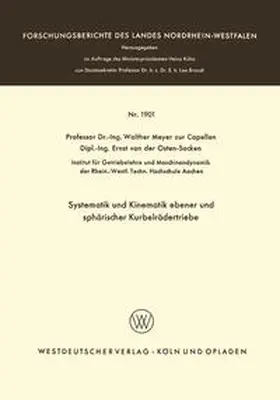Meyer zur Capellen | Systematik und Kinematik ebener und sphärischer Kurbelrädertriebe | E-Book | www.sack.de