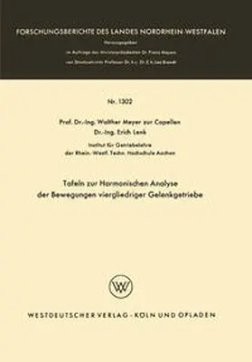 Meyer Zur Capellen |  Tafeln zur Harmonischen Analyse der Bewegungen viergliedriger Gelenkgetriebe | eBook | Sack Fachmedien