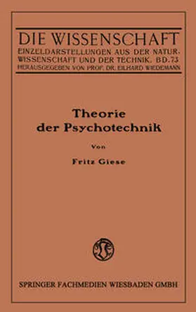 Giese | Theorie der Psychotechnik | E-Book | sack.de