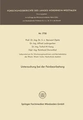Optiz |  Untersuchung bei der Feinbearbeitung | eBook | Sack Fachmedien