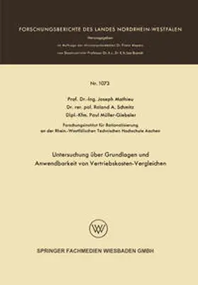 Mathieu |  Untersuchung über Grundlagen und Anwendbarkeit von Vertriebskosten-Vergleichen | eBook | Sack Fachmedien
