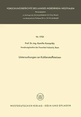 Konopicky |  Untersuchungen an Kohlenstoffsteinen | eBook | Sack Fachmedien