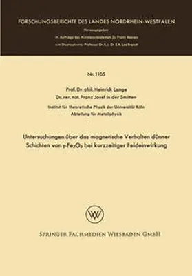 Lange | Untersuchungen über das magnetische Verhalten dünner Schichten von ?-Fe2O3 bei kurzzeitiger Feldeinwirkung | E-Book | www.sack.de
