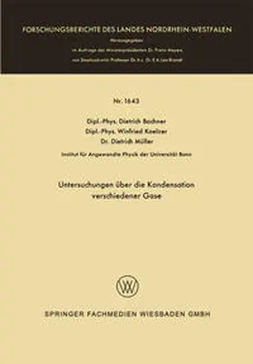 Bachner |  Untersuchungen über die Kondensation verschiedener Gase | eBook | Sack Fachmedien
