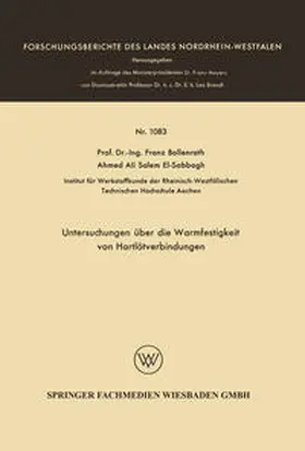 Bollenrath |  Untersuchungen über die Warmfestigkeit von Hartlötverbindungen | eBook | Sack Fachmedien