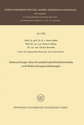 Bittel |  Untersuchungen über ferroelektrische Domänenwände und Nachwirkungserscheinungen | eBook | Sack Fachmedien
