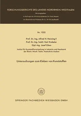 Henning | Untersuchungen zum Kleben von Kunststoffen | E-Book | www.sack.de