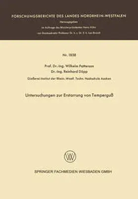 Patterson |  Untersuchungen zur Erstarrung von Temperguß | eBook | Sack Fachmedien