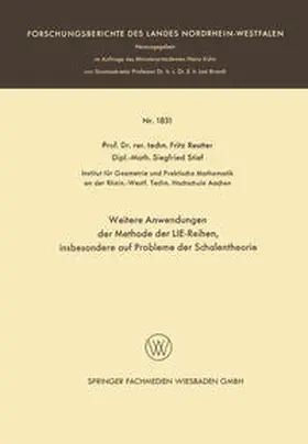 Reutter / Stief |  Weitere Anwendungen der Methode der LIE-Reihen | eBook | Sack Fachmedien