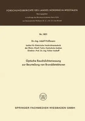 Prüssmann | Optische Rauchdichtemessung zur Beurteilung von Branddetektoren | E-Book | www.sack.de