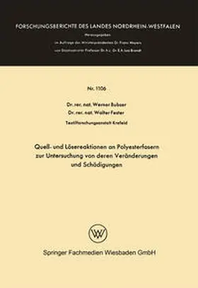 Bubser |  Quell- und Lösereaktionen an Polyesterfasern zur Untersuchung von deren Veränderungen und Schädigungen | eBook | Sack Fachmedien