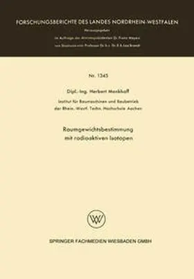 Menkhoff |  Raumgewichtsbestimmung mit radioaktiven Isotopen | eBook | Sack Fachmedien