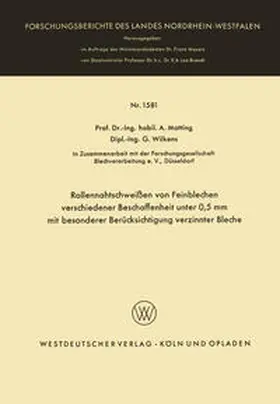Matting | Rollennahtschweißen von Feinblechen verschiedener Beschaffenheit unter 0,5 mm mit besonderer Berücksichtigung verzinnter Bleche | E-Book | sack.de