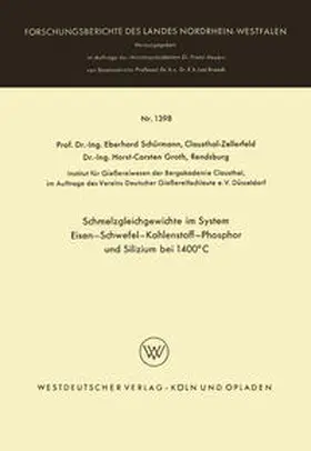 Schürmann |  Schmelzgleichgewichte im System Eisen-Schwefel-Kohlenstoff-Phosphor und Silizium bei 1400°C | eBook | Sack Fachmedien