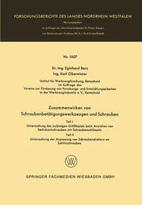 Barz | Zusammenwirken von Schraubenbetätigungswerkzeugen und Schrauben | E-Book | sack.de