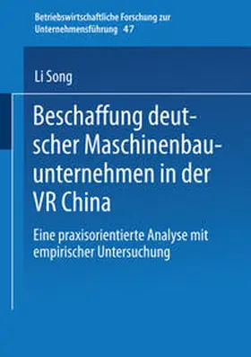 Song |  Beschaffung deutscher Maschinenbauunternehmen in der VR China | eBook | Sack Fachmedien