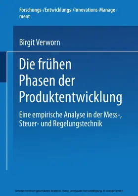Verworn |  Die frühen Phasen der Produktentwicklung | eBook | Sack Fachmedien
