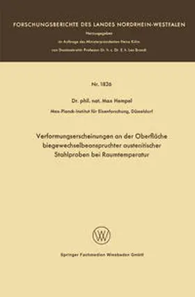 Hempel | Verformungserscheinungen an der Oberfläche biegewechselbeanspruchter austenitischer Stahlproben bei Raumtemperatur | E-Book | sack.de