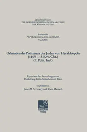  Urkunden des Politeuma der Juden von Herakleopolis (144/3–133/2 v. Chr.) (P. Polit. Iud.) | eBook | Sack Fachmedien