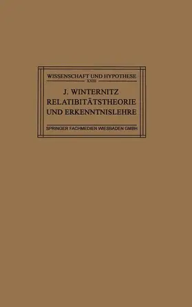 Winternitz |  Relativitätstheorie und Erkenntnislehre | Buch |  Sack Fachmedien