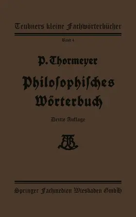 Thormeÿer |  Philosophisches Wörterbuch | Buch |  Sack Fachmedien
