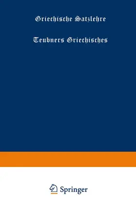 Lotz-Krohmann |  Griechische Satzlehre | Buch |  Sack Fachmedien