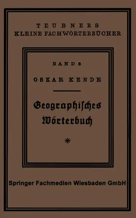 Kende |  Geographisches Wörterbuch | Buch |  Sack Fachmedien