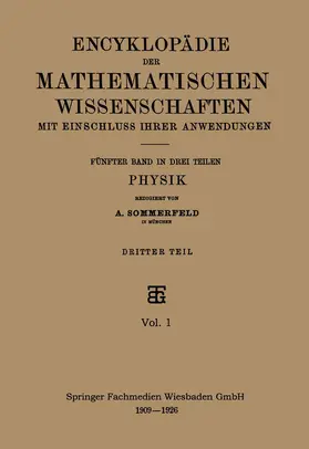Sommerfeld |  Encyklopädie der Mathematischen Wissenschaften mit Einschluss ihrer Anwendungen | Buch |  Sack Fachmedien