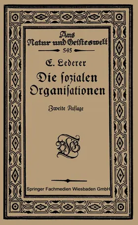 Lederer |  Lederer, E: Sozialen Organisationen | Buch |  Sack Fachmedien