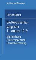 Bühler |  Bühler, O: Reichsverfassung vom 11. August 1919 | Buch |  Sack Fachmedien