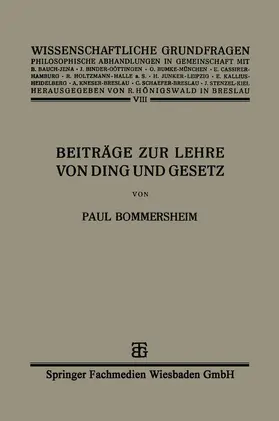 Bommersheim |  Beiträge zur Lehre von Ding und Gesetz | Buch |  Sack Fachmedien