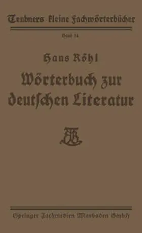Röhl |  Wörterbuch zur deutschen Literatur | eBook | Sack Fachmedien