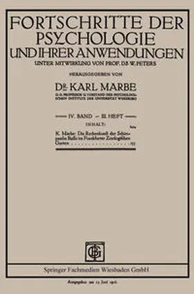 Marbe |  Die Rechenkunst der Schimpansin Basso im Frankfurter Zoologischen Garten | eBook | Sack Fachmedien
