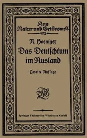 Hoeniger |  Das Deutschtum im Ausland vor dem Weltkrieg | eBook | Sack Fachmedien