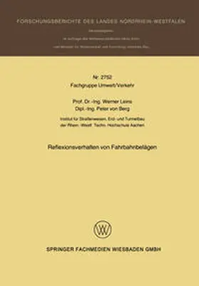 Leins |  Reflexionsverhalten von Fahrbahnbelägen | eBook | Sack Fachmedien