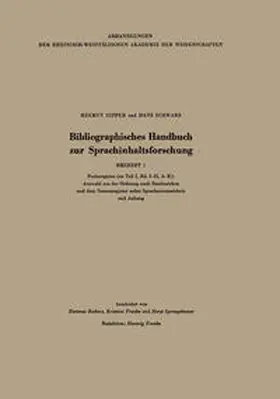 Gipper / Schwarz / Beckers |  Bibliographisches Handbuch zur Sprachinhaltsforschung | eBook | Sack Fachmedien