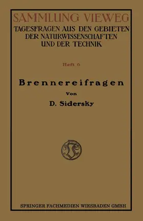 Sidersky |  Brennereifragen | Buch |  Sack Fachmedien