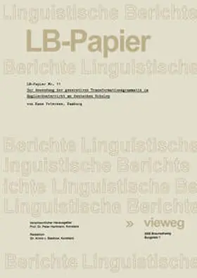 Petersen |  Zur Anwendung der generativen Transformationsgrammatik im Englischunterricht an deutschen Schulen | eBook | Sack Fachmedien