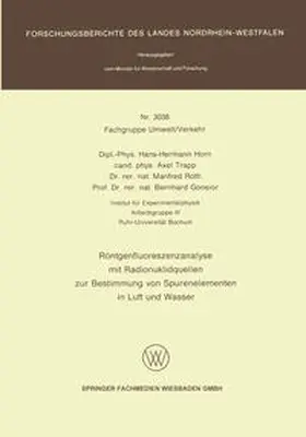 Horn / Trapp / Roth |  Röntgenfluoreszenzanalyse mit Radionuklidquellen zur Bestimmung von Spurenelementen in Luft und Wasser | eBook | Sack Fachmedien