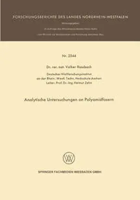 Rossbach |  Analytische Untersuchungen an Polyamidfasern | eBook | Sack Fachmedien
