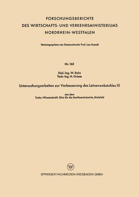 Rohs / Griese |  Griese, H: Untersuchungsarbeiten zur Verbesserung des Leinen | Buch |  Sack Fachmedien